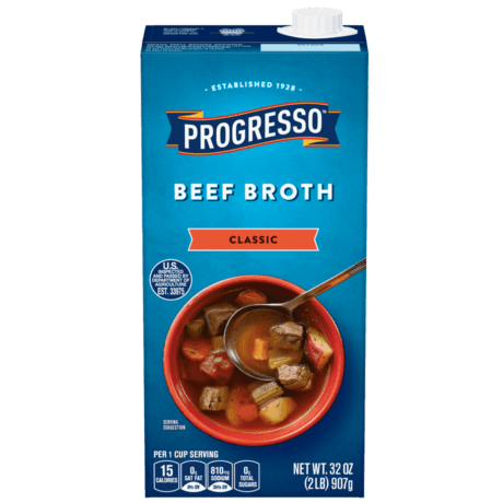 Progresso classic beef broth, front of the product