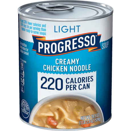 Progresso light creamy chicken noodle soup, front of the product