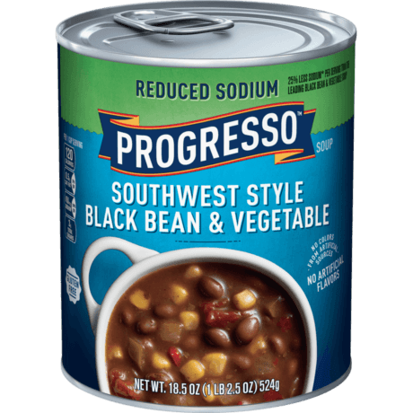 Progresso reduced Sodium Southwest style black bean & vegetable, front of the product