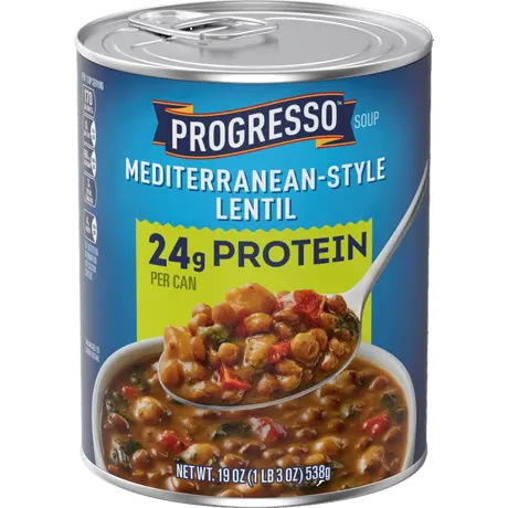 Progresso Mediterranean-style lentils soup, front of the product