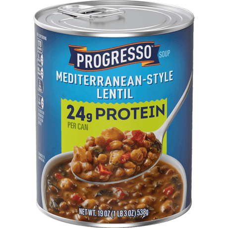 Progresso Mediterranean-style lentils soup, front of the product