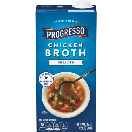 Progresso Unsalted Chicken Broth, Front of the product