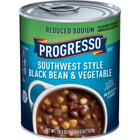 Progresso reduced Sodium Southwest style black bean & vegetable, front of the product