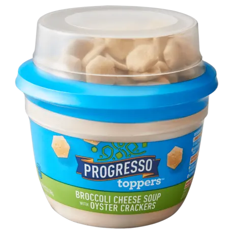Progresso Broccoli Cheese with Oyster Crackers, front of the product