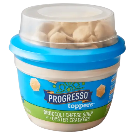 Progresso Broccoli Cheese with Oyster Crackers, front of the product