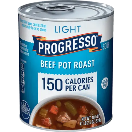 Progresso light beef pot roast soup, front of the product