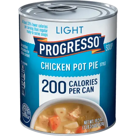 Progresso light chicken pot pie soup, front of the product