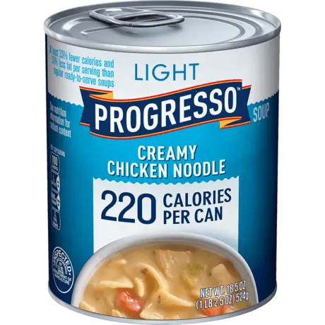 Progresso light creamy chicken noodle soup, front of the product